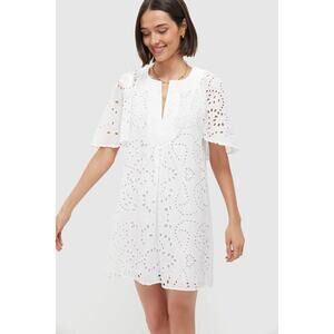 POMANDER PLACE White Eyelet Finley Flutter Sleeve Dress Size S NWT